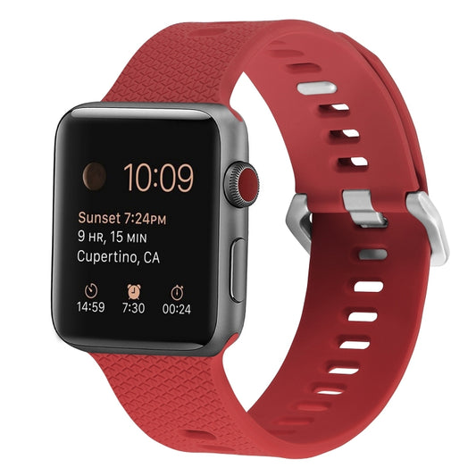 Silicone Watch Band For Apple Watch Ultra 49mm&Watch Ultra 2 49mm / Series 9&8&7 45mm / SE 3&SE 2&6&SE&5&4 44mm / 3&2&1 42mm(Red) by bashfashion