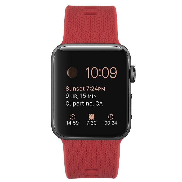 Silicone Watch Band For Apple Watch Ultra 49mm&Watch Ultra 2 49mm / Series 9&8&7 45mm / SE 3&SE 2&6&SE&5&4 44mm / 3&2&1 42mm(Red) by bashfashion
