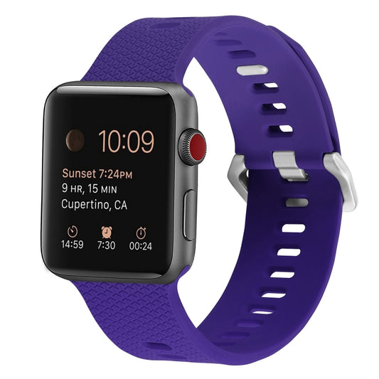 Silicone Watch Band For Apple Watch Ultra 49mm&Watch Ultra 2 49mm / Series 9&8&7 45mm / SE 3&SE 2&6&SE&5&4 44mm / 3&2&1 42mm(Dark Purple) by bashfashion