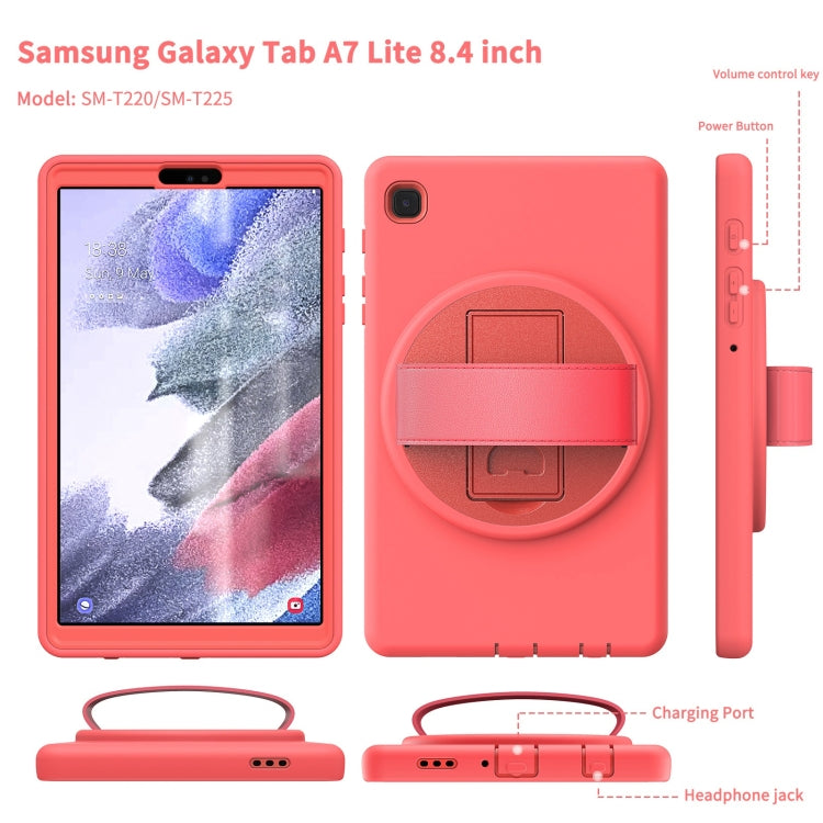 For Samsung Galaxy Tab A7 Lite 8.7 T220 360 Degree Rotation PC + TPU Protective Case with Holder & Hand-strap & Pen Slot(Pink) by bashfashion