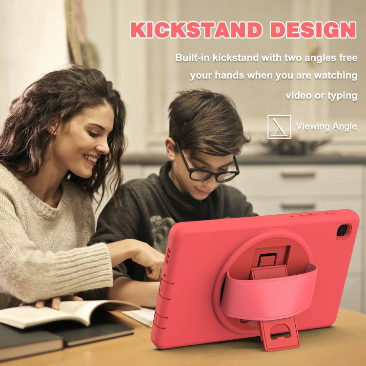 For Samsung Galaxy Tab A7 Lite 8.7 T220 360 Degree Rotation PC + TPU Protective Case with Holder & Hand-strap & Pen Slot(Pink) by bashfashion