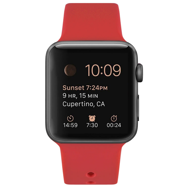 Silicone Watch Band For Apple Watch Ultra 49mm&Watch Ultra 2 49mm / Series 9&8&7 45mm / SE 3&SE 2&6&SE&5&4 44mm / 3&2&1 42mm(Red) by bashfashion