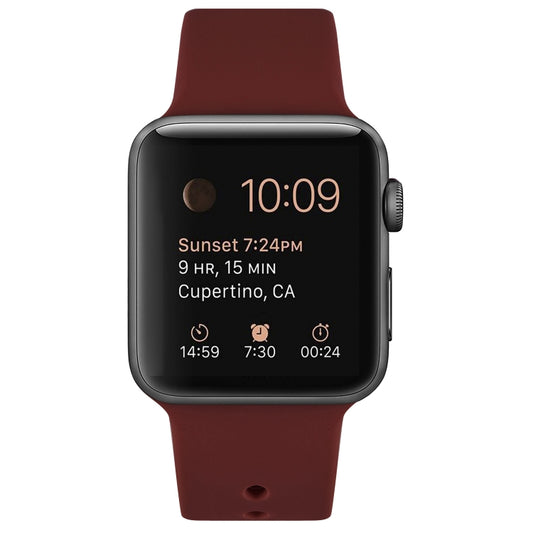 Silicone Watch Band For Apple Watch Ultra 49mm&Watch Ultra 2 49mm / Series 9&8&7 45mm / SE 3&SE 2&6&SE&5&4 44mm / 3&2&1 42mm(Pomegranate Red) by bashfashion