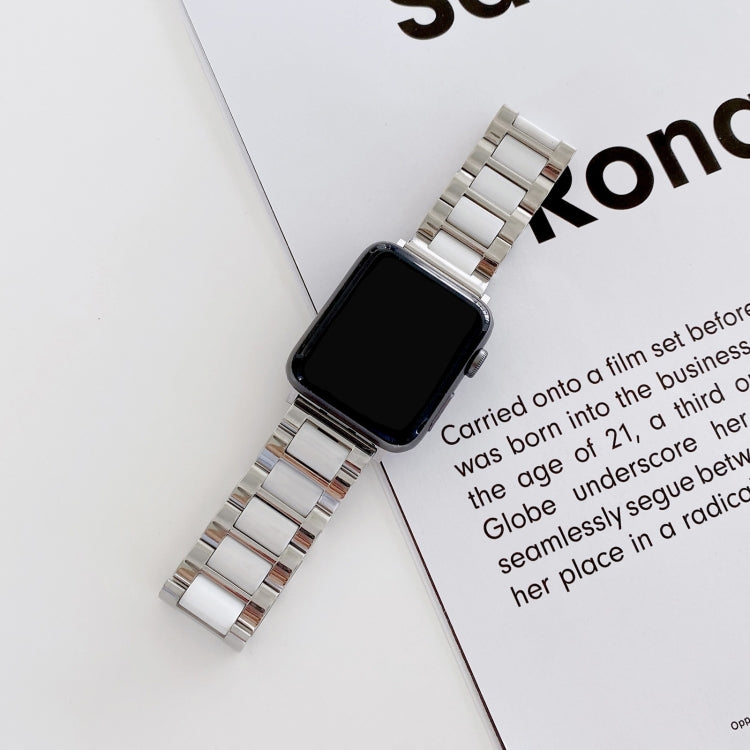 22mm Width Three Beads Ceramics Steel Watch Band For Apple Watch Ultra 49mm&Watch Ultra 2 49mm / Series 9&8&7 45mm / SE 3&SE 2&6&SE&5&4 44mm / 3&2&1 42mm(Rose Gold+Black) by bashfashion