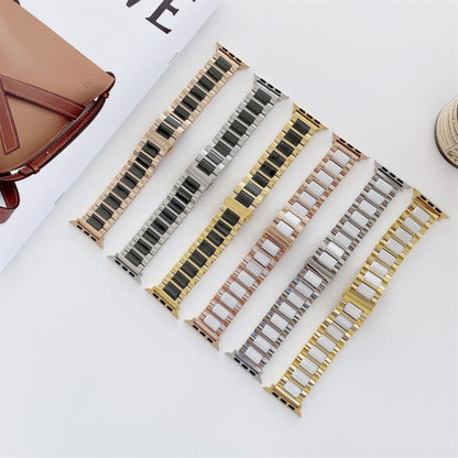 22mm Width Three Beads Ceramics Steel Watch Band For Apple Watch Ultra 49mm&Watch Ultra 2 49mm / Series 9&8&7 45mm / SE 3&SE 2&6&SE&5&4 44mm / 3&2&1 42mm(Gold+White) by bashfashion