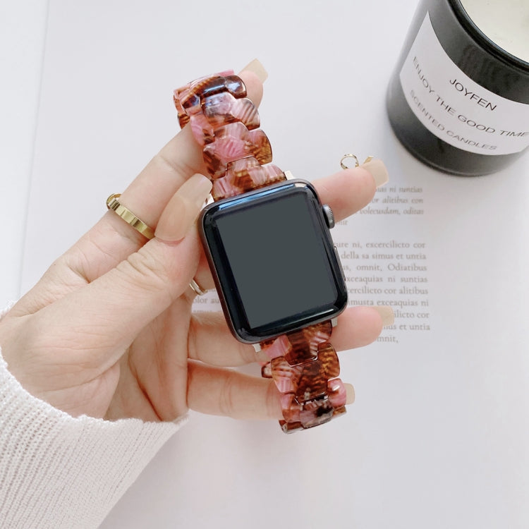 Resin Watch Band For Apple Watch Series 9&8&7 41mm / SE 3&SE 2&6&SE&5&4 40mm / 3&2&1 38mm(Pink Black) by bashfashion