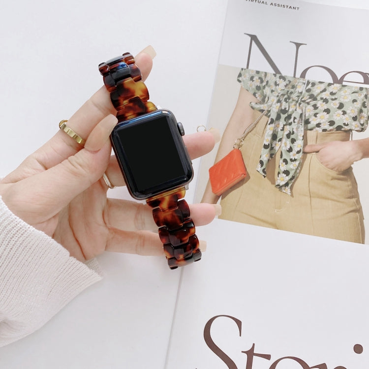 Resin Watch Band For Apple Watch Series 9&8&7 41mm / SE 3&SE 2&6&SE&5&4 40mm / 3&2&1 38mm(Yellow Black) by bashfashion