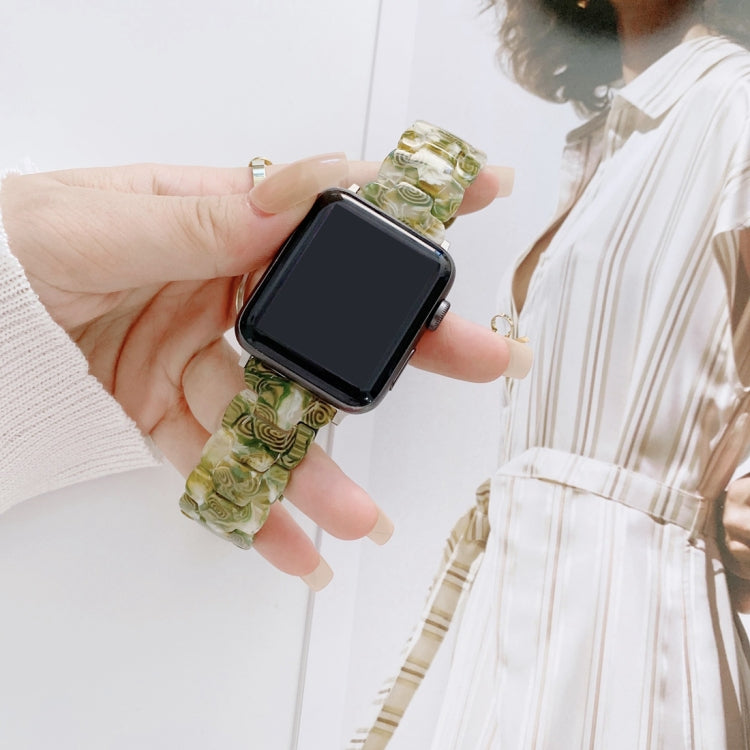 Resin Watch Band For Apple Watch Ultra 49mm&Watch Ultra 2 49mm / Series 9&8&7 45mm / SE 3&SE 2&6&SE&5&4 44mm / 3&2&1 42mm(White Green) by bashfashion
