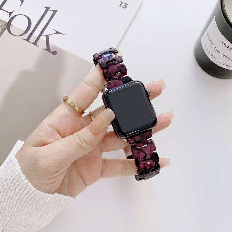 Resin Watch Band For Apple Watch Ultra 49mm&Watch Ultra 2 49mm / Series 9&8&7 45mm / SE 3&SE 2&6&SE&5&4 44mm / 3&2&1 42mm(Purple Black) by bashfashion
