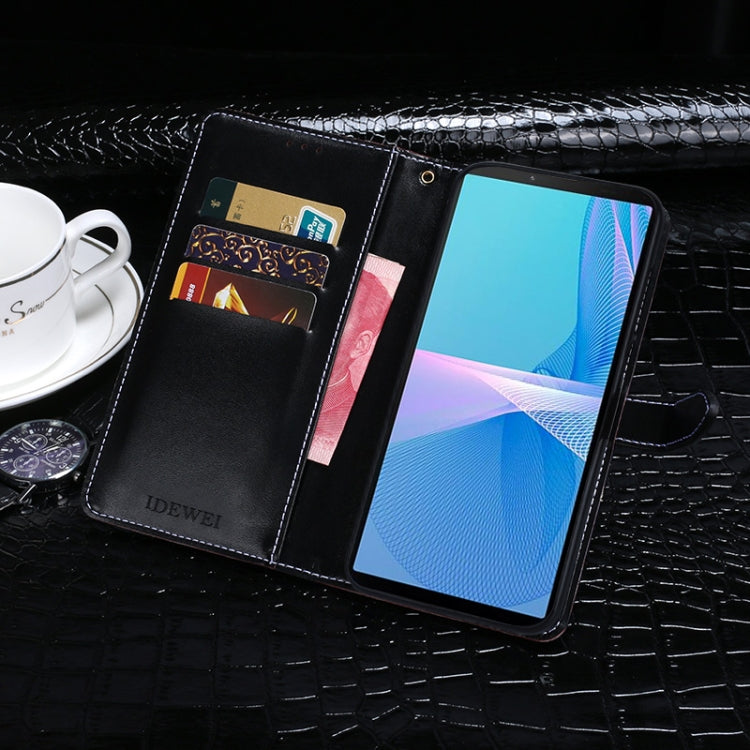 For Sony Xperia 10 III idewei Crocodile Texture Horizontal Flip Leather Case with Holder & Card Slots & Wallet(Dark Blue) by idewei