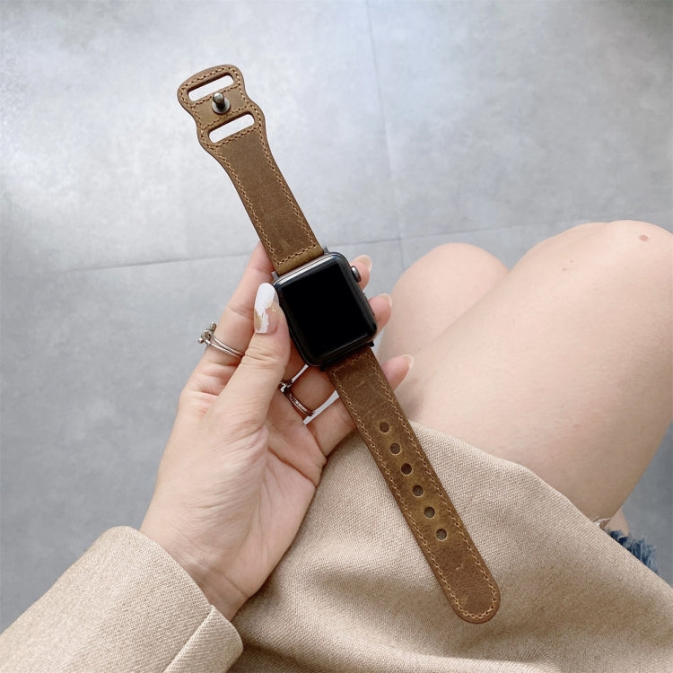 8-shape Buckle Retro Leather Watch Band For Apple Watch Ultra 49mm&Watch Ultra 2 49mm / Series 9&8&7 45mm / SE 3&SE 2&6&SE&5&4 44mm / 3&2&1 42mm(Light Brown) by bashfashion