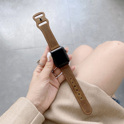 8-shape Buckle Retro Leather Watch Band For Apple Watch Ultra 49mm&Watch Ultra 2 49mm / Series 9&8&7 45mm / SE 3&SE 2&6&SE&5&4 44mm / 3&2&1 42mm(Light Brown) by bashfashion