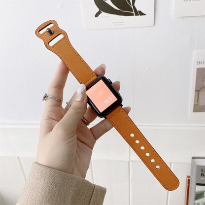 8-shape Buckle Retro Leather Watch Band For Apple Watch Ultra 49mm&Watch Ultra 2 49mm / Series 9&8&7 45mm / SE 3&SE 2&6&SE&5&4 44mm / 3&2&1 42mm(Yellow) by bashfashion