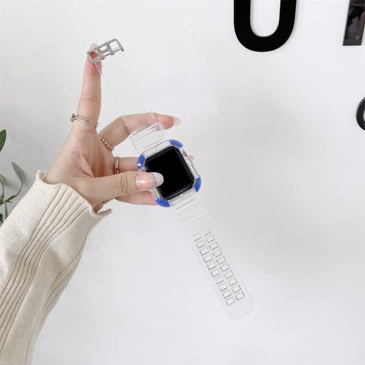 Integrated Color Contrast Watch Band For Apple Watch Series 9&8&7 41mm / SE 3&SE 2&6&SE&5&4 40mm / 3&2&1 38mm(Blue) by bashfashion