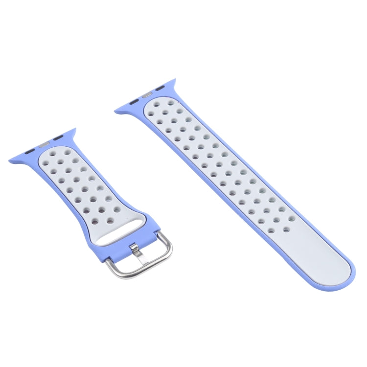 Metal Buckle Silicone Watch Band For Apple Watch Ultra 49mm&Watch Ultra 2 49mm / Series 9&8&7 45mm / SE 3&SE 2&6&SE&5&4 44mm / 3&2&1 42mm(Light Blue+Colorful) by bashfashion