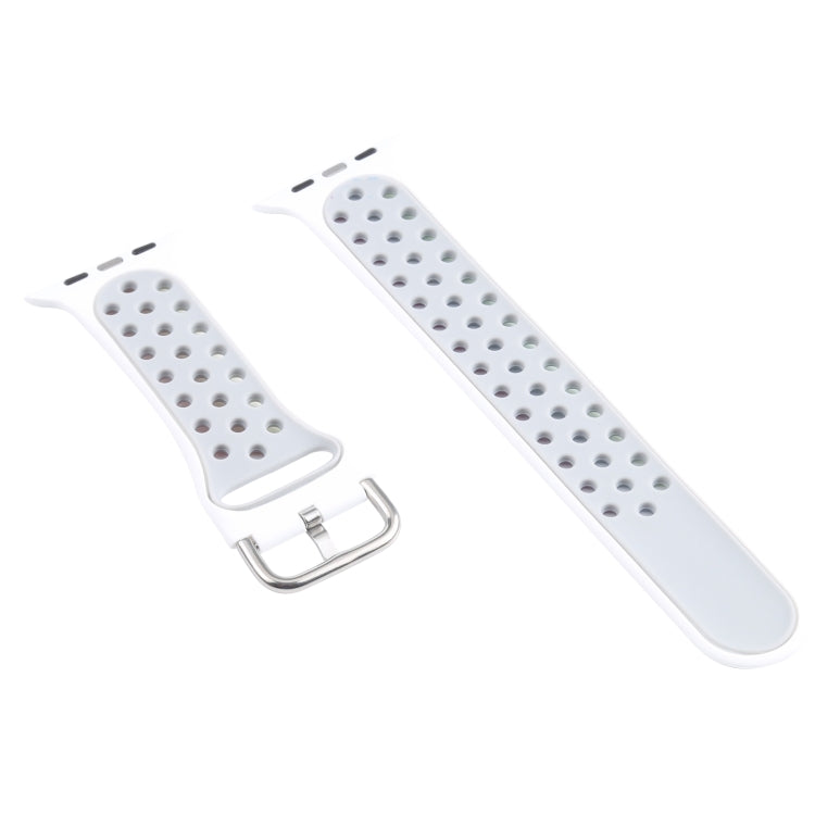 Metal Buckle Silicone Watch Band For Apple Watch Ultra 49mm&Watch Ultra 2 49mm / Series 9&8&7 45mm / SE 3&SE 2&6&SE&5&4 44mm / 3&2&1 42mm(White+Colorful) by bashfashion