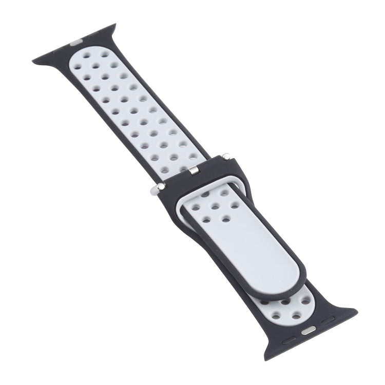 Metal Buckle Silicone Watch Band For Apple Watch Ultra 49mm&Watch Ultra 2 49mm / Series 9&8&7 45mm / SE 3&SE 2&6&SE&5&4 44mm / 3&2&1 42mm(Black+Colorful) by bashfashion