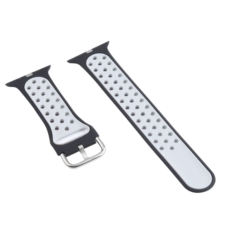 Metal Buckle Silicone Watch Band For Apple Watch Ultra 49mm&Watch Ultra 2 49mm / Series 9&8&7 45mm / SE 3&SE 2&6&SE&5&4 44mm / 3&2&1 42mm(Black+Colorful) by bashfashion