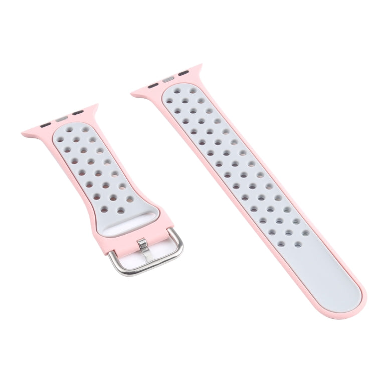 Metal Buckle Silicone Watch Band For Apple Watch Ultra 49mm&Watch Ultra 2 49mm / Series 9&8&7 45mm / SE 3&SE 2&6&SE&5&4 44mm / 3&2&1 42mm(Pink+Colorful) by bashfashion