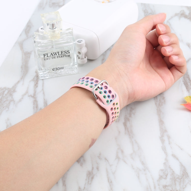 Metal Buckle Silicone Watch Band For Apple Watch Ultra 49mm&Watch Ultra 2 49mm / Series 9&8&7 45mm / SE 3&SE 2&6&SE&5&4 44mm / 3&2&1 42mm(Pink+Colorful) by bashfashion