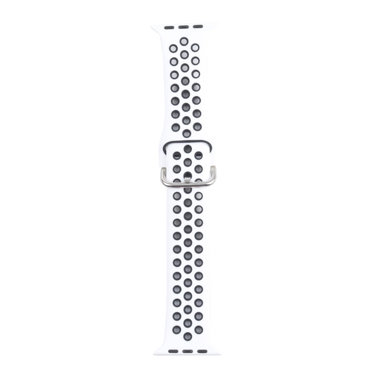 Metal Buckle Silicone Watch Band For Apple Watch Ultra 49mm&Watch Ultra 2 49mm / Series 9&8&7 45mm / SE 3&SE 2&6&SE&5&4 44mm / 3&2&1 42mm(White+Black) by bashfashion