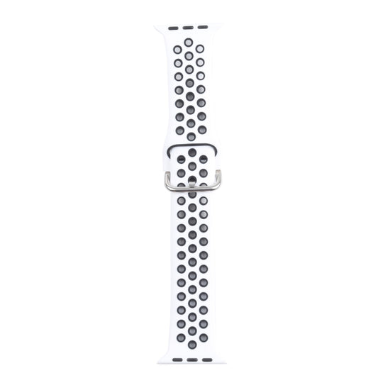 Metal Buckle Silicone Watch Band For Apple Watch Ultra 49mm&Watch Ultra 2 49mm / Series 9&8&7 45mm / SE 3&SE 2&6&SE&5&4 44mm / 3&2&1 42mm(White+Black) by bashfashion