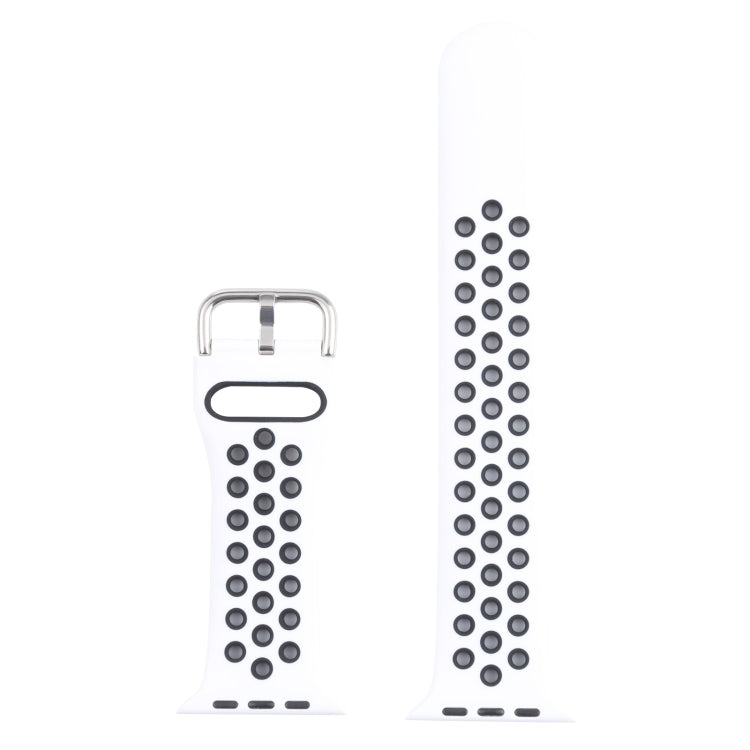 Metal Buckle Silicone Watch Band For Apple Watch Ultra 49mm&Watch Ultra 2 49mm / Series 9&8&7 45mm / SE 3&SE 2&6&SE&5&4 44mm / 3&2&1 42mm(White+Black) by bashfashion