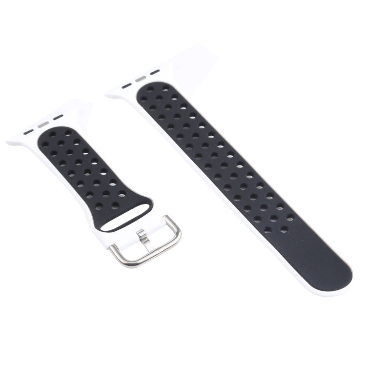 Metal Buckle Silicone Watch Band For Apple Watch Ultra 49mm&Watch Ultra 2 49mm / Series 9&8&7 45mm / SE 3&SE 2&6&SE&5&4 44mm / 3&2&1 42mm(White+Black) by bashfashion