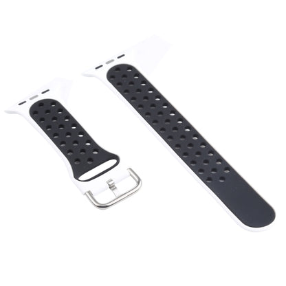 Metal Buckle Silicone Watch Band For Apple Watch Ultra 49mm&Watch Ultra 2 49mm / Series 9&8&7 45mm / SE 3&SE 2&6&SE&5&4 44mm / 3&2&1 42mm(White+Black) by bashfashion