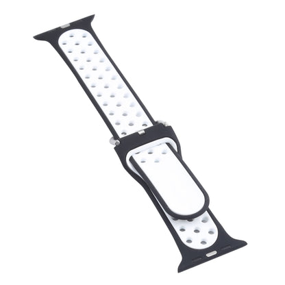 Metal Buckle Silicone Watch Band For Apple Watch Ultra 49mm&Watch Ultra 2 49mm / Series 9&8&7 45mm / SE 3&SE 2&6&SE&5&4 44mm / 3&2&1 42mm(Black+White) by bashfashion