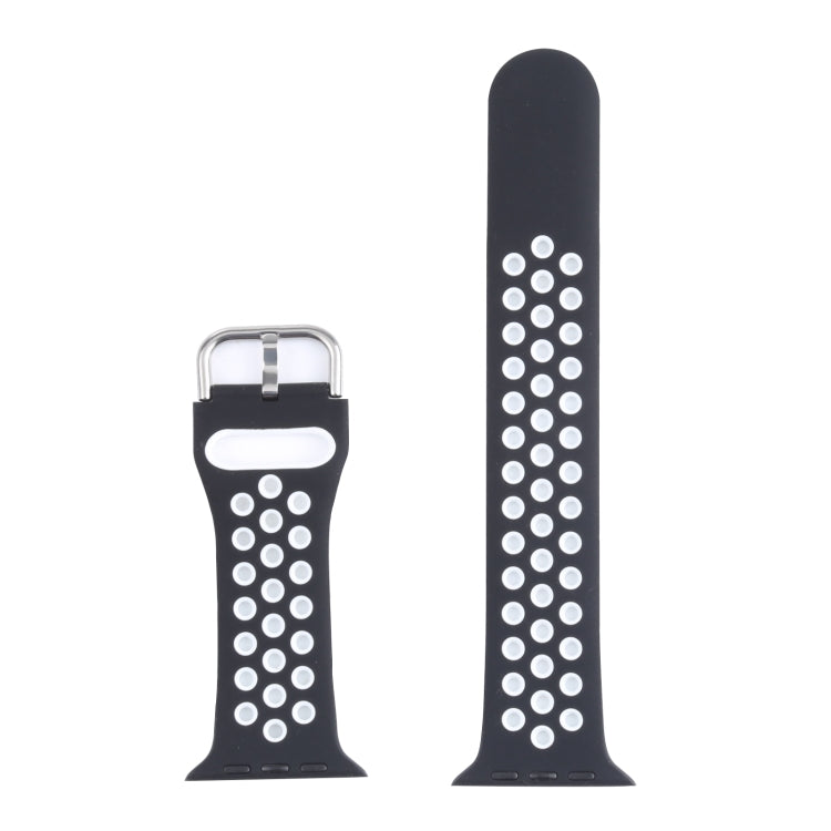Metal Buckle Silicone Watch Band For Apple Watch Ultra 49mm&Watch Ultra 2 49mm / Series 9&8&7 45mm / SE 3&SE 2&6&SE&5&4 44mm / 3&2&1 42mm(Black+White) by bashfashion