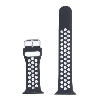 Metal Buckle Silicone Watch Band For Apple Watch Ultra 49mm&Watch Ultra 2 49mm / Series 9&8&7 45mm / SE 3&SE 2&6&SE&5&4 44mm / 3&2&1 42mm(Black+White) by bashfashion