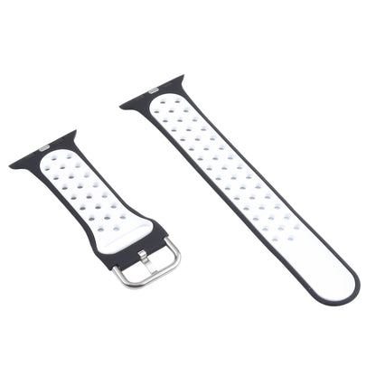 Metal Buckle Silicone Watch Band For Apple Watch Ultra 49mm&Watch Ultra 2 49mm / Series 9&8&7 45mm / SE 3&SE 2&6&SE&5&4 44mm / 3&2&1 42mm(Black+White) by bashfashion