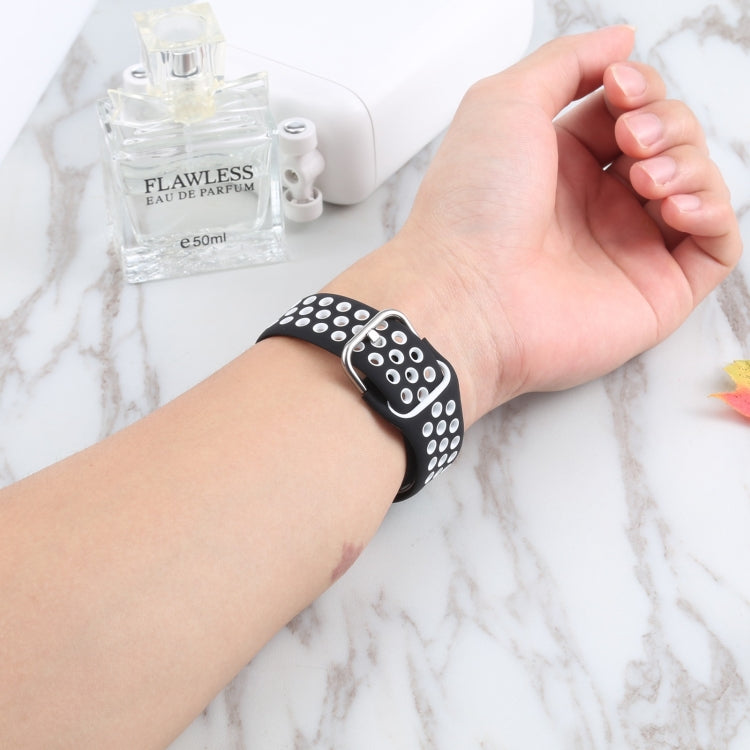 Metal Buckle Silicone Watch Band For Apple Watch Ultra 49mm&Watch Ultra 2 49mm / Series 9&8&7 45mm / SE 3&SE 2&6&SE&5&4 44mm / 3&2&1 42mm(Black+White) by bashfashion