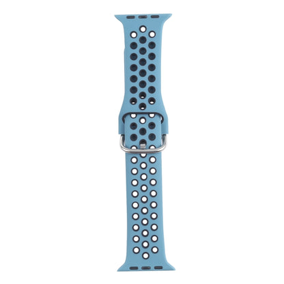 Metal Buckle Silicone Watch Band For Apple Watch Ultra 49mm&Watch Ultra 2 49mm / Series 9&8&7 45mm / SE 3&SE 2&6&SE&5&4 44mm / 3&2&1 42mm(Light Blue+Black) by bashfashion