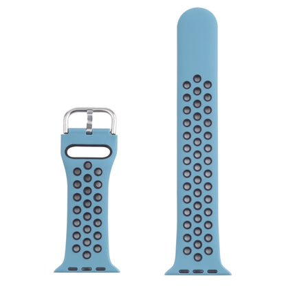 Metal Buckle Silicone Watch Band For Apple Watch Ultra 49mm&Watch Ultra 2 49mm / Series 9&8&7 45mm / SE 3&SE 2&6&SE&5&4 44mm / 3&2&1 42mm(Light Blue+Black) by bashfashion
