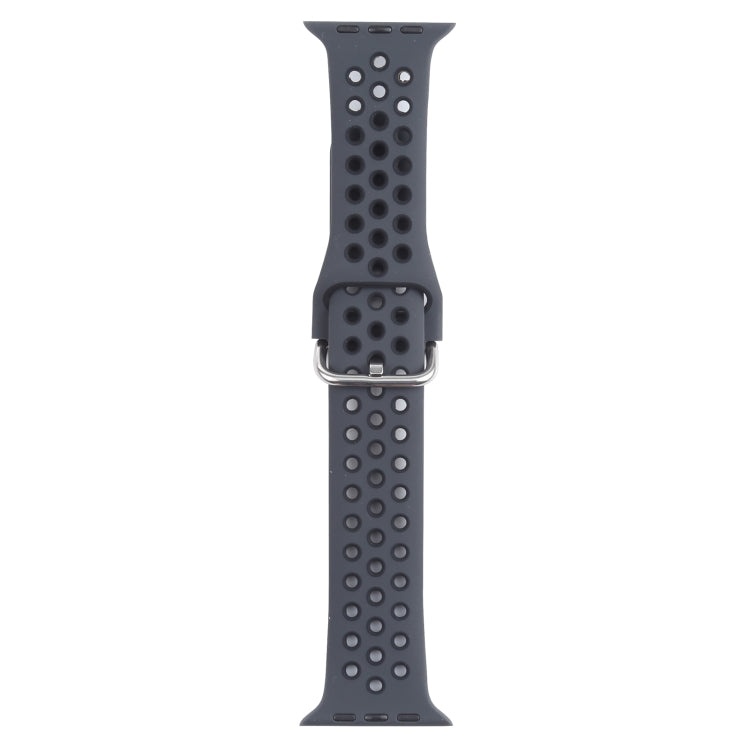 Metal Buckle Silicone Watch Band For Apple Watch Ultra 49mm&Watch Ultra 2 49mm / Series 9&8&7 45mm / SE 3&SE 2&6&SE&5&4 44mm / 3&2&1 42mm(Dark Gray+Black) by bashfashion