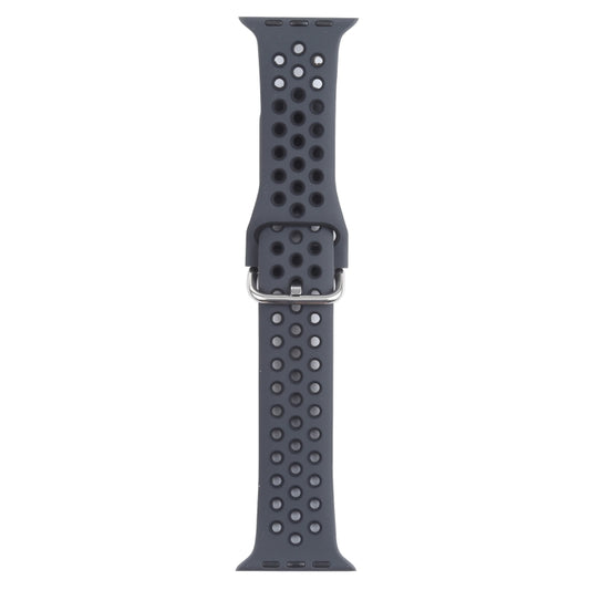 Metal Buckle Silicone Watch Band For Apple Watch Ultra 49mm&Watch Ultra 2 49mm / Series 9&8&7 45mm / SE 3&SE 2&6&SE&5&4 44mm / 3&2&1 42mm(Dark Gray+Black) by bashfashion