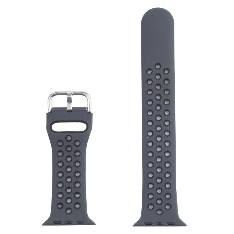 Metal Buckle Silicone Watch Band For Apple Watch Ultra 49mm&Watch Ultra 2 49mm / Series 9&8&7 45mm / SE 3&SE 2&6&SE&5&4 44mm / 3&2&1 42mm(Dark Gray+Black) by bashfashion