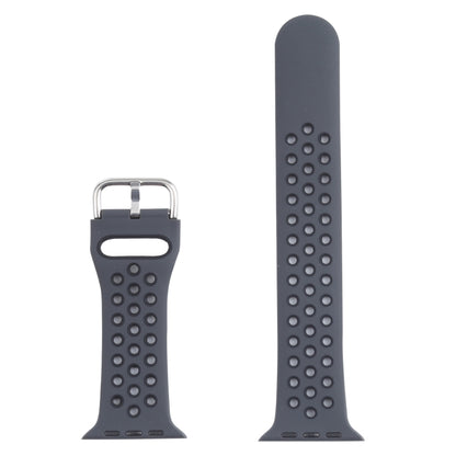 Metal Buckle Silicone Watch Band For Apple Watch Ultra 49mm&Watch Ultra 2 49mm / Series 9&8&7 45mm / SE 3&SE 2&6&SE&5&4 44mm / 3&2&1 42mm(Dark Gray+Black) by bashfashion