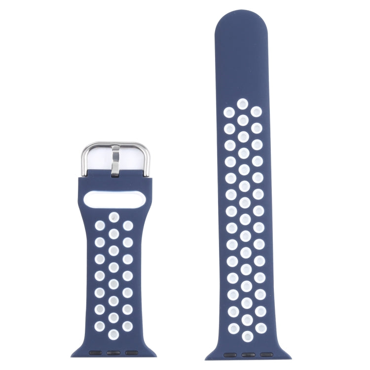 Metal Buckle Silicone Watch Band For Apple Watch Ultra 49mm&Watch Ultra 2 49mm / Series 9&8&7 45mm / SE 3&SE 2&6&SE&5&4 44mm / 3&2&1 42mm(Blue+White) by bashfashion