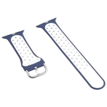 Metal Buckle Silicone Watch Band For Apple Watch Ultra 49mm&Watch Ultra 2 49mm / Series 9&8&7 45mm / SE 3&SE 2&6&SE&5&4 44mm / 3&2&1 42mm(Blue+White) by bashfashion