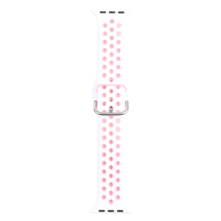 Metal Buckle Silicone Watch Band For Apple Watch Ultra 49mm&Watch Ultra 2 49mm / Series 9&8&7 45mm / SE 3&SE 2&6&SE&5&4 44mm / 3&2&1 42mm(White+Pink) by bashfashion