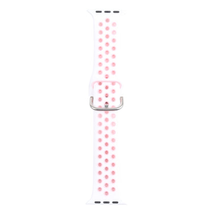 Metal Buckle Silicone Watch Band For Apple Watch Ultra 49mm&Watch Ultra 2 49mm / Series 9&8&7 45mm / SE 3&SE 2&6&SE&5&4 44mm / 3&2&1 42mm(White+Pink) by bashfashion