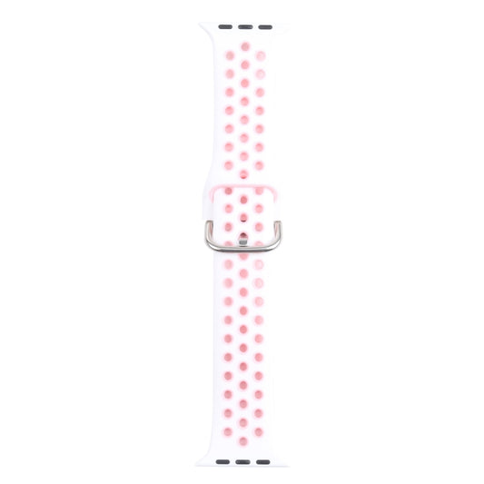 Metal Buckle Silicone Watch Band For Apple Watch Ultra 49mm&Watch Ultra 2 49mm / Series 9&8&7 45mm / SE 3&SE 2&6&SE&5&4 44mm / 3&2&1 42mm(White+Pink) by bashfashion