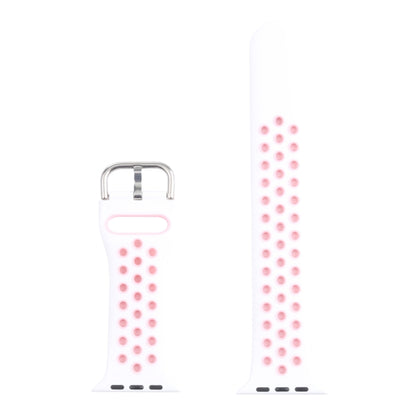 Metal Buckle Silicone Watch Band For Apple Watch Ultra 49mm&Watch Ultra 2 49mm / Series 9&8&7 45mm / SE 3&SE 2&6&SE&5&4 44mm / 3&2&1 42mm(White+Pink) by bashfashion