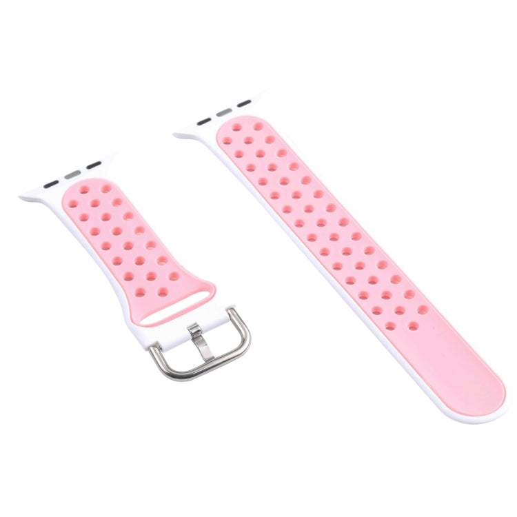 Metal Buckle Silicone Watch Band For Apple Watch Ultra 49mm&Watch Ultra 2 49mm / Series 9&8&7 45mm / SE 3&SE 2&6&SE&5&4 44mm / 3&2&1 42mm(White+Pink) by bashfashion