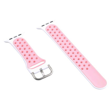 Metal Buckle Silicone Watch Band For Apple Watch Ultra 49mm&Watch Ultra 2 49mm / Series 9&8&7 45mm / SE 3&SE 2&6&SE&5&4 44mm / 3&2&1 42mm(White+Pink) by bashfashion
