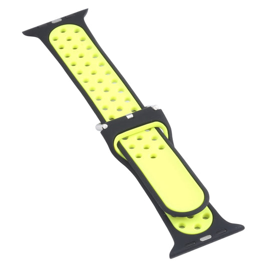 Metal Buckle Silicone Watch Band For Apple Watch Ultra 49mm&Watch Ultra 2 49mm / Series 9&8&7 45mm / SE 3&SE 2&6&SE&5&4 44mm / 3&2&1 42mm(Blue+Yellow) by bashfashion