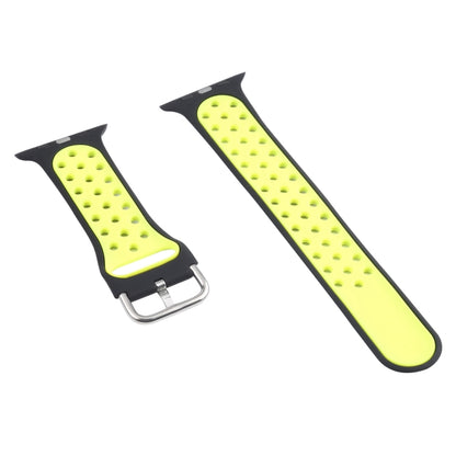 Metal Buckle Silicone Watch Band For Apple Watch Ultra 49mm&Watch Ultra 2 49mm / Series 9&8&7 45mm / SE 3&SE 2&6&SE&5&4 44mm / 3&2&1 42mm(Blue+Yellow) by bashfashion